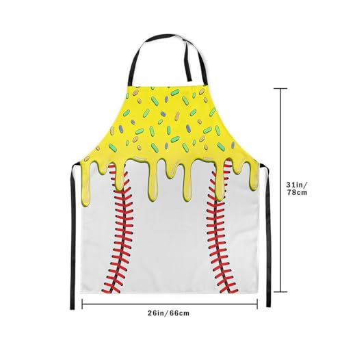 Castle Fairy Ice Cream Drip Baseball Kids Kitchen Apron - color: White Yellow
