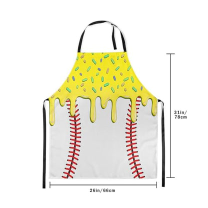 Castle Fairy Ice Cream Drip Baseball Kids Kitchen Apron - color: White Yellow