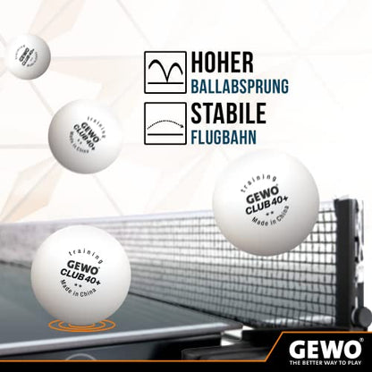 GEWO Unisex - Adult Ball Training Club 40+ Table Tennis Ball, White, 72 Balls