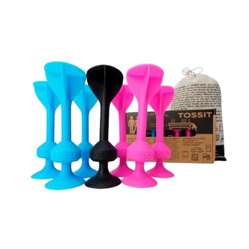 TOSSIT Game Suction Cup Darts, Toss Game Perfect Family and Party, Silicone Throwing Game for Backyard, Indoor and Outdoor Fun, Starter Pack - color: Pink Blue