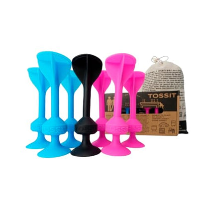 TOSSIT Game Suction Cup Darts, Toss Game Perfect Family and Party, Silicone Throwing Game for Backyard, Indoor and Outdoor Fun, Starter Pack - color: Pink Blue