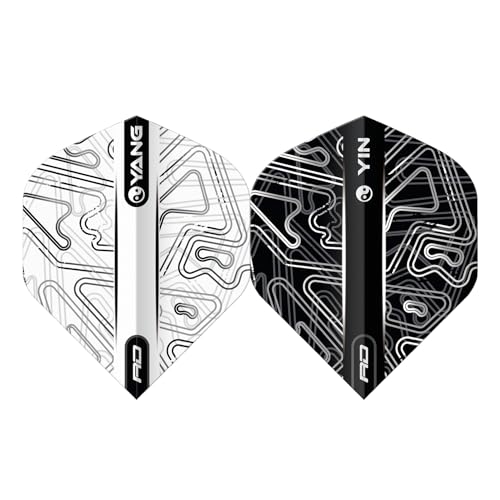 RED DRAGON Yin Yang Double Sided Dart Flights 3 Sets Per Pack (9 Dart Flights in Total) - color: White and Black