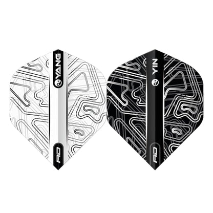 RED DRAGON Yin Yang Double Sided Dart Flights 3 Sets Per Pack (9 Dart Flights in Total) - color: White and Black