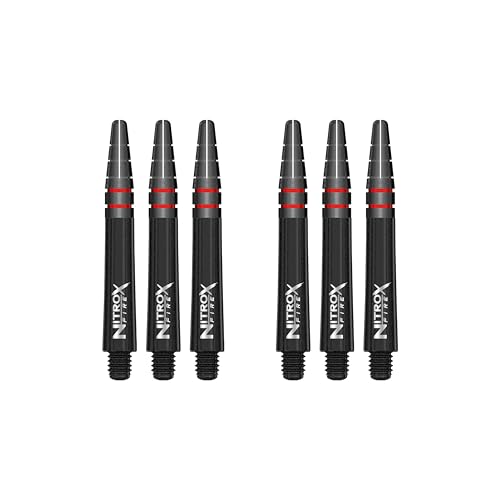RED DRAGON Nitro Xfire Dart Shafts - Carbon Fiber Blend Stems with Aluminum Flight Locking System & Anti-Deflection Design - Available in Short, Intermediate & Medium Sizes - color: Black Short