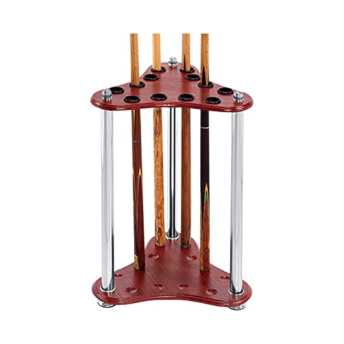 8 Holes/9 Holes/12 Holes Freestanding Pool Cue Rack Floor Stand -Billiard Cue Racks Holder Angle,Ball Floor Rack-Mahogany||Angular 12 Holes (60 * 34 * 34cm) - color: Mahogany