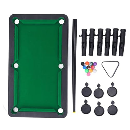 Mini Pool Table, Compact 19x11 Inch Miniature Pool Table Set Sturdy Plastic Construction with 2 Cue Sticks 11 Balls Rack for Family Kids Adults Indoor Games