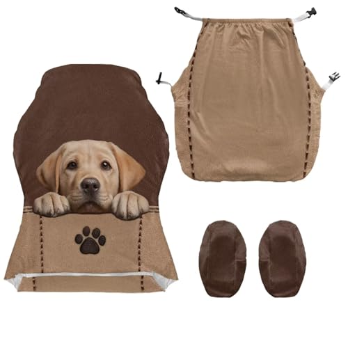 Labrador Dog Paw Print Gaming Chair Covers, Stretchable Non-Slip Rotating Armchair Covers Easy Install Gamer Chair Cover with Armrest Cover for Home Office - color: Labrador Dog Paw