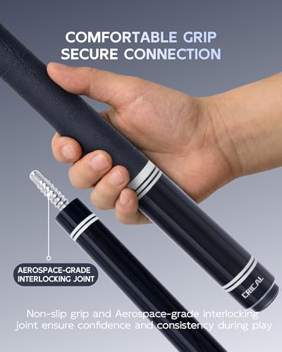 CRICAL RICAL Carbon Fiber Pool Cue 58” 19oz Billiard Cue Pro Taper Shaft Low Deflection Pool Cue Stick Professional Hand-Made Inlay Pool Stick with 12.5mm Tip-Competition Level, Ultra-Smooth - color: Black
