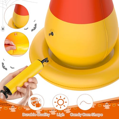 Ring Toss Game, Birthday Party Game Inflatable Candy Corn Ring Toss Toys with Air Pump for Kids Adults Party Favors Indoors Outdoors Family Party Garden Backyard