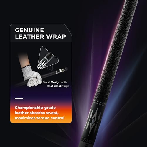 Carbon Fiber Pool Cue Stick with Case, 2pieces 58inch Low Deflection Professional Cue Stick for Billiards, Pro Taper Carbon Fibre Shaft with Genuine Leather Wrap and 12.5mm Tip (19oz-20oz) - color: Style4