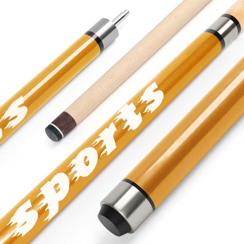 "Sports" Series Jump Break Cue 2-in-1 , 21-28 Oz Break Cue with 14mm Fiberglass Tip ,Professional 58'' Jump Cue Stick Set with Billiards Gloves and Chalks for Powerful Breaking and Skillful Jumping. - color: Yellow, size: 21 oz