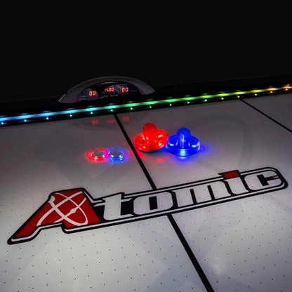 Atomic Top Shelf 7.5’ Air Hockey Table – Arcade Style Table with 120V High‑Power Motor, LED Lumen‑X Lighting, High‑Speed PVC Play Surface & LED Accessories