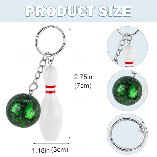 AUEAR, Bowling Pin Keychain Sport Keychain for Backpack DIY Craft Accesories - size: 8 Pack