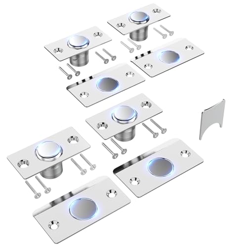 Mousike Door Ball Catch Hardware, Adjustable Hidden Magnetic Ball Catch, Stainless Steel Strike Plate with Strong Suction, Closet Ball Latch Replacement for Top of Door (4 Pack, Silver) - color: Silver, size: 4 Pcak - Magnetic