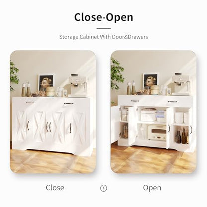 47" Sideboard Buffet Cabinet with Storage, Kitchen Cabinet for Dining Room, White - color: Brown, style: Sideboard Cabinet