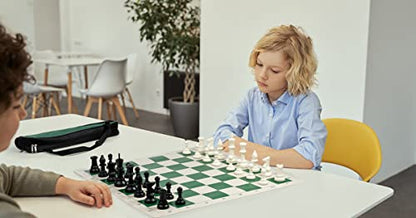 Chess Armory Large Chess Set 20" Weighted Tournament Set with Canvas Carrying Bag - Vinyl Roll Up Chess Board, Weighted Chess Pieces - 3.75 Inch King - Extra Queens - size: 20" Vinyl w/ Carrying Bag