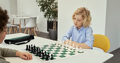 Chess Armory Tournament Chess Set with Canvas Carrying Bag - 17" On-The-go Portable Chess Set - Vinyl Roll Up Chess Board & Canvas Carrying Bag - Play Chess Anywhere, Anytime! - size: 17" Vinyl w/ Carrying Bag