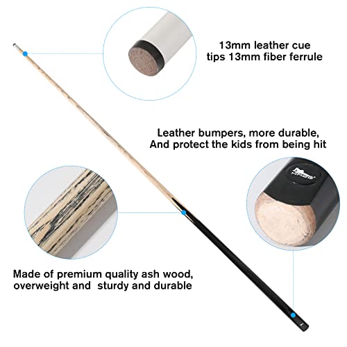 HMQQ 58" One Piece Pool Cue Stick with 13MM Leather Tip, Weight 20OZ Billiards Cue Stick, Pool Stick Set of 4/ Set of 6/ Set of 8 (Black&Natural Wood Color) - style: BLACK SET OF 8