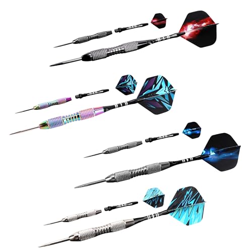 WINSDART Steel Tip Darts 12 Pack Set with Nonslip Iron Barrel Aluminum Dart Shafts and Flights Darts Sharpener an Gift Box - color: Multicolor 3-Darts-I