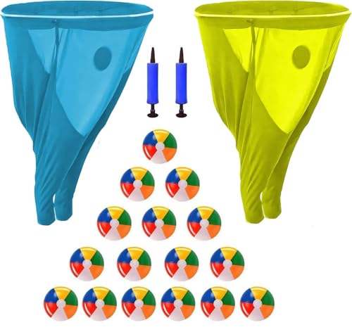 Granny Pants Yard Game Set with Bouncy Balls, Oversized Granny Pants Outdoor Game for Adults and Kids, Family Birthday Christmas Backyard Parties and Field Day & Team Games - color: 2PCS + 16 Balls(Yellow + Blue)
