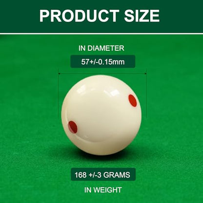 HMQQ 2 1/4" Pool Cue Ball and Professional AAAA Grade Billiards Balls, White Cue Ball, Set of 1,6oz - style: Pool Cue Ball with Six Red Dots