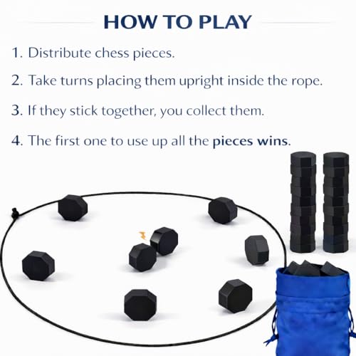 New Premium Magnetic Chess Board Game | Adjustable String, Large & Powerful Magnets | Portable Chess Set for Family, Travel, Camping & Parties, Kids & Adults (Black) - color: Black