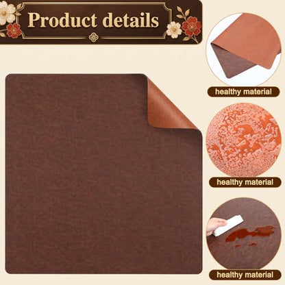 Drydiet Vegan Leather Mahjong Game Mat 31.5 x 31.5 Inch Reversible Anti Slip Noise Reducing Waterproof Mahjong Mat for Table, Poker, Board Games, Dominoes and Card Game(Brown and Coffee) - color: Brown and Coffee