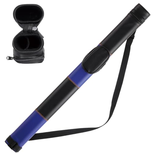 Billiard/Pool Cue Hard Cases, Cue Case 1 Stick 2 Holes,Holds 1 Complete 2-Piece 58 Inches Cue Sticks,Deluxe Hard Billiard Pool Cue Stick Carrying Case,Pool Billiards Accessories - color: Blue