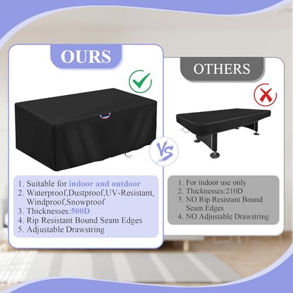 POMER Pool Table Cover - 100 inch Waterproof Table Cover for 8 Foot Snooker Billiard Tables Dustproof 7/8/9 FT Billiard Table Cover - 100x56x32 inch