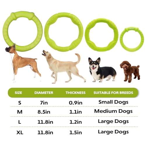 LaRoo Dog Toys for Medium/Large Dogs, Floatable Dog Flying Discs 3 Sizes Tug Toy, Interactive and Tug of War Ring Toy, Funny Fetch Teething Toys (Green, 11.8“) - color: Green