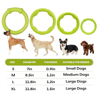 LaRoo Dog Toys for Medium/Large Dogs, Floatable Dog Flying Discs 3 Sizes Tug Toy, Interactive and Tug of War Ring Toy, Funny Fetch Teething Toys (Green, 11.8“) - color: Green