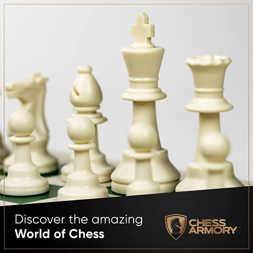 Chess Armory Tournament Chess Set with Canvas Carrying Bag - 17" On-The-go Portable Chess Set - Vinyl Roll Up Chess Board & Canvas Carrying Bag - Play Chess Anywhere, Anytime! - size: 17" Vinyl w/ Carrying Bag