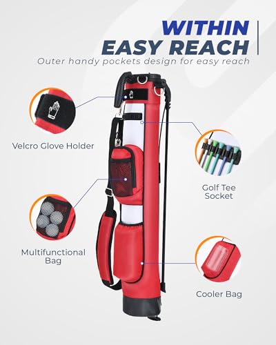 Golf Lightweight Stand Bag, Portable Golf Carry Bag with Insulated Cooler Pocket, Easy to Carry and Ideal for Driving Range, Pitch n Putt, Par 3, Executive Courses - color: Red