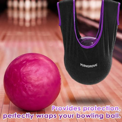 Mangrove Bowling Ball Polisher, Microfiber Bowling Towel See-Saw for Bowlers, Large Washable Bowling Shammy Seesaw, Ball Cleaner Holder Bag - color: Purple