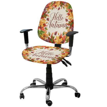 Savannan Office Chair Cover, Hello Autumn Colorful Maple Leaf Protective Stretch Elastic Universal Cover for Desk Task Chair,Computer Rotating Chair 1 Pcs Watercolor Fallen Leaves Retro Linen