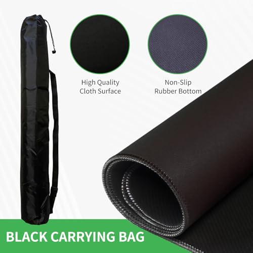 Mahjong Mat, Mahjong Table Mat with Black Carrying Bag, Rubber Anti Slip Game Mat and Noise Reducing Table Cover for Mahjong, Dominoes, Poker, Card, Board Games (Black, 31.5 Inches) - color: Black