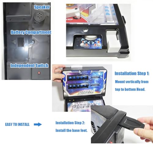 Electronic Pinball Machine Toy, Interactive Tabletop Pinball Game with Lights & Sounds, Mini Arcade Machine for Home