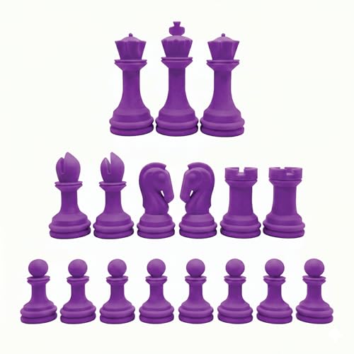 Staunton Chess Pieces Half Set, 17 Purple Pieces, 3.75" King | Made in USA - color: Purple