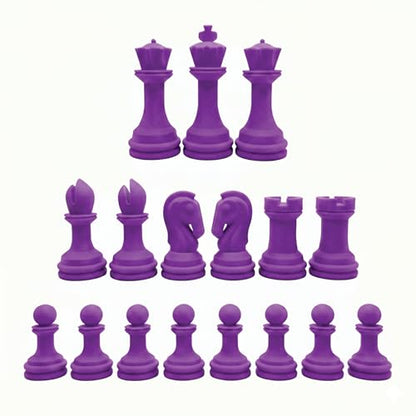 Staunton Chess Pieces Half Set, 17 Purple Pieces, 3.75" King | Made in USA - color: Purple