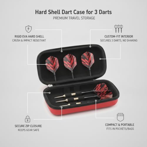 Hard Shell Dart Case for 3 Darts, EVA Carrying Wallet with Fabric Interior, Compact Travel Storage for League Night and Pub Games (1 PC)