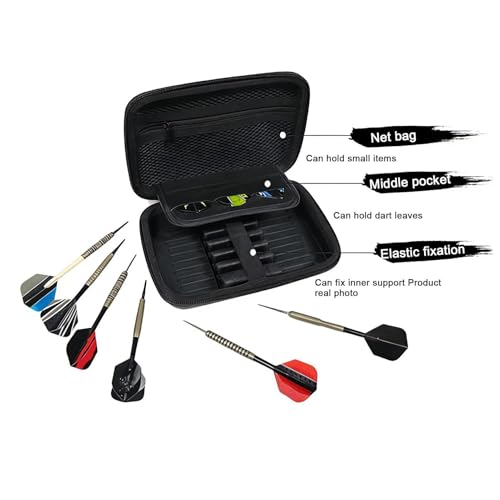 Dart Carrying Case - Hard Shell EVA Storage Box, Holds 6 Steel Or Soft Tip, Dart Holder With Zip Lock Pouches | Darts Wallet Compact Travel Darts Bag, For Tournaments, League, Game Room