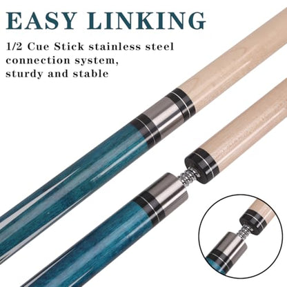 58 Inch 19oz/20oz Maple Billiard Stick Pool Cue Set 13mm Tip, Hardwood Canadian Maple Professional Billiard Pool Cue Stick - color: 19OZ With Case