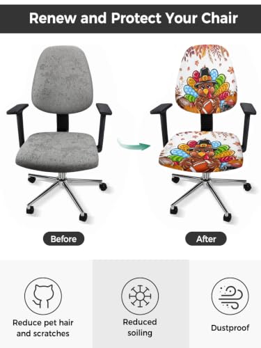 Savannan Office Chair Cover, Thanksgiving Cute Turkey Protective Stretch Elastic Universal Cover for Desk Task Chair,Computer Rotating Chair 1 Pcs Autumn Maple Leaves