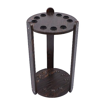 9-Hole Billiard Cue Stick Rack, Wood Multifunctional Pool Stick Stand Holder, Floor Standing Pool Cue Rack for Billiard Room Game Room Club Pool Table Accessories Holds