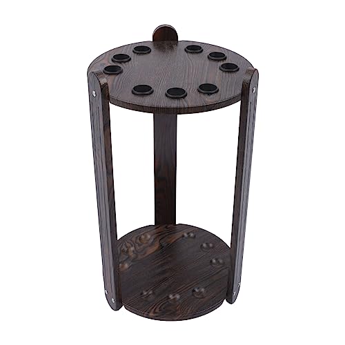 9-Hole Billiard Cue Stick Rack, Wood Multifunctional Pool Stick Stand Holder, Floor Standing Pool Cue Rack for Billiard Room Game Room Club Pool Table Accessories Holds
