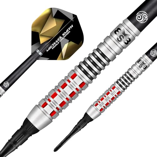 Shot! Darts Soft Tip, Michael Smith Believe (18g / 20g), 90% Tungsten Barrel, Front Weighted, Handcrafted Professional Dart Set & Flights Made in New Zealand, Plastic Tip for Electronic Dartboard