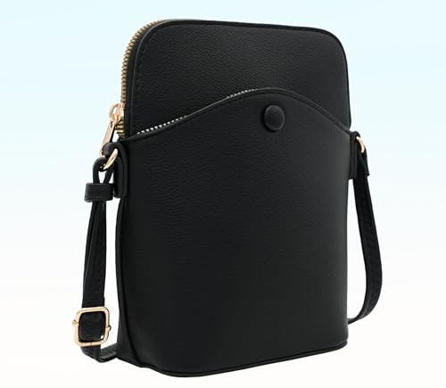 Solene Small Crossbody Bag with Gold Hardware, Mini Shoulder Purse with Adjustable Strap - color: Black