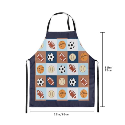 Manfei Ball Sports Kids Kitchen Apron - color: Brown Blue