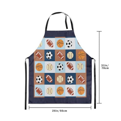 Manfei Ball Sports Kids Kitchen Apron - color: Brown Blue
