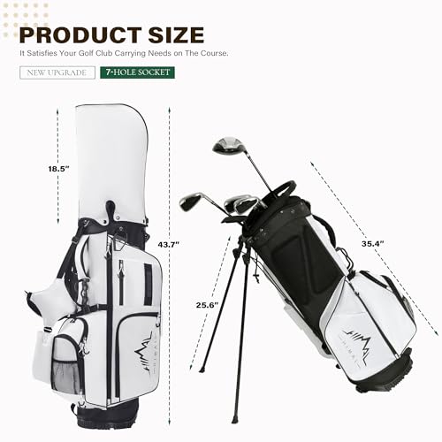 uniHimal Lightweight 7-Way Golf Stand Bag for Men & Women | Carry Bag, Multiple Pockets, Dual Straps - color: white